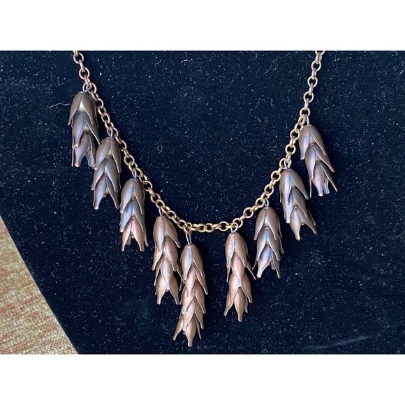 MCM Pearl(?) and Copper Hops Necklace, 21" - Picture 2 of 6